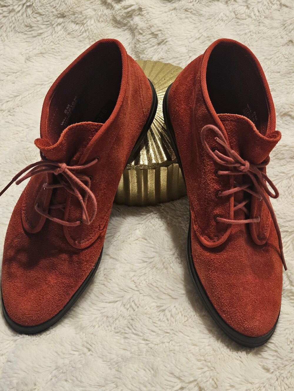 KEDS Vintage Women's Red Suede Lace-Up Ankle Boots